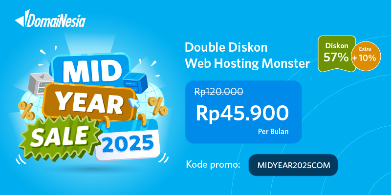 Double Diskon Web Hosting Monster! Diskon 57% + Ekstra 10%